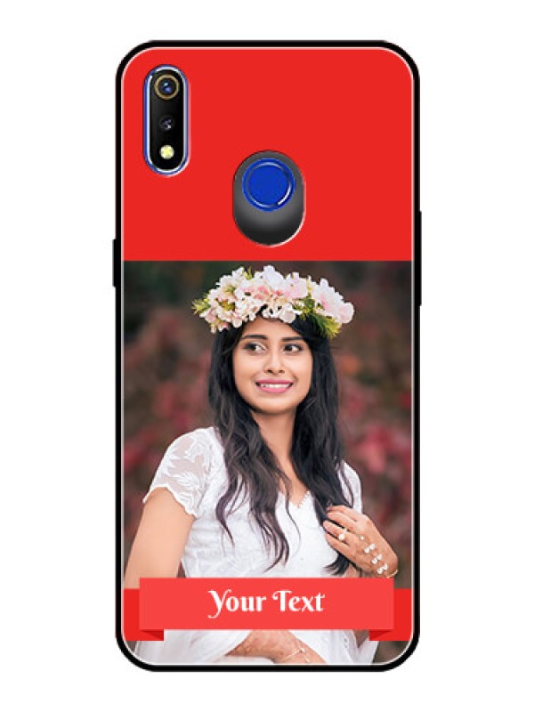 Custom Realme 3i Custom Glass Phone Case  - Simple Red Color Design