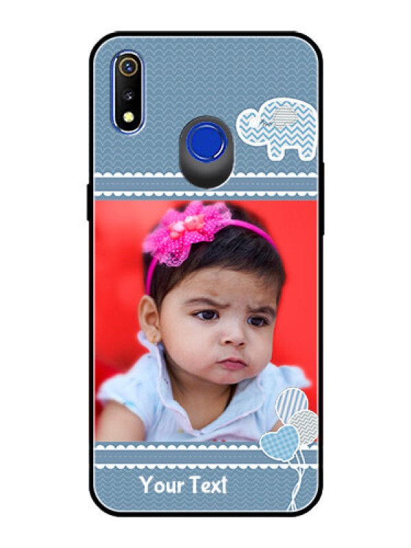 Custom Realme 3i Photo Printing on Glass Case  - with Kids Pattern Design