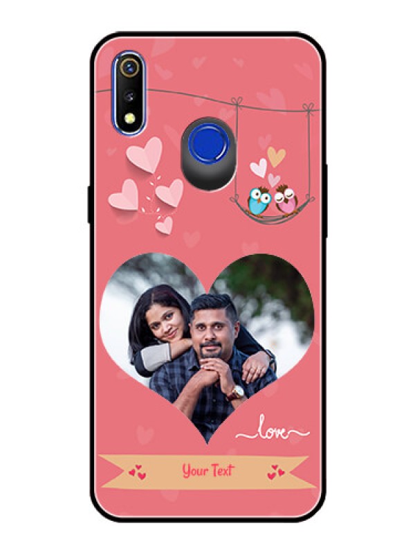 Custom Realme 3i Personalized Glass Phone Case  - Peach Color Love Design 