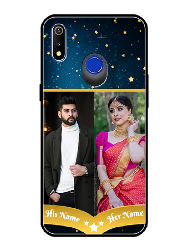 Custom Realme 3i Custom Glass Phone Case  - Galaxy Stars Backdrop Design