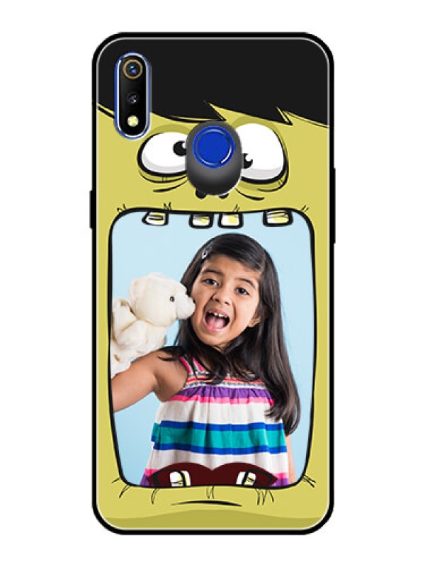 Custom Realme 3i Personalized Glass Phone Case  - Cartoon monster back case Design