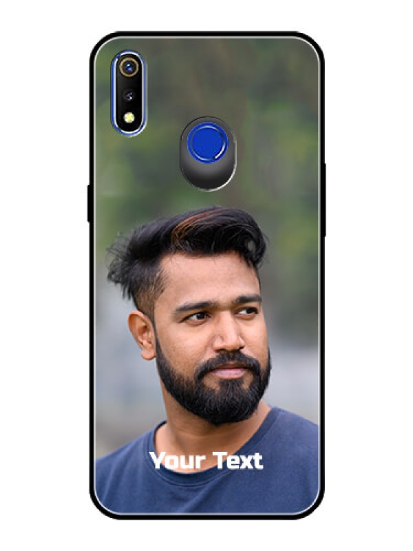 Custom Realme 3i Glass Mobile Cover: Photo with Text