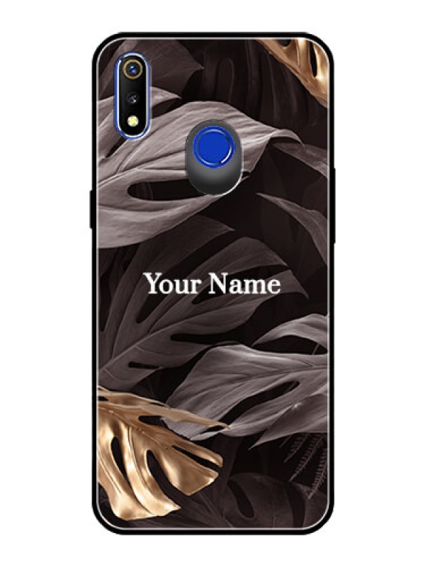 Custom Realme 3I Personalised Glass Phone Case - Wild Leaves digital paint Design