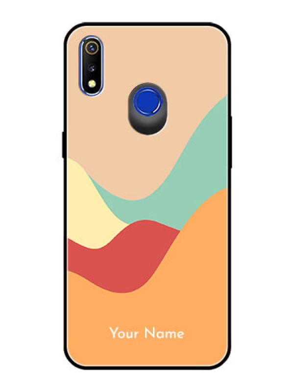 Custom Realme 3I Personalized Glass Phone Case - Ocean Waves Multi-colour Design