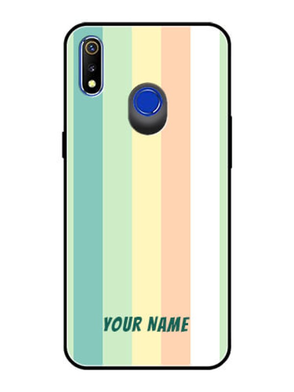 Custom Realme 3I Photo Printing on Glass Case - Multi-colour Stripes Design