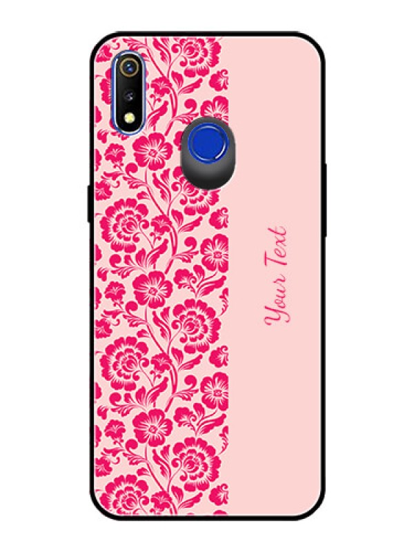 Custom Realme 3I Custom Glass Phone Case - Attractive Floral Pattern Design