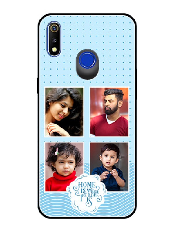 Custom Realme 3I Custom Glass Phone Case - Cute love quote with 4 pic upload Design