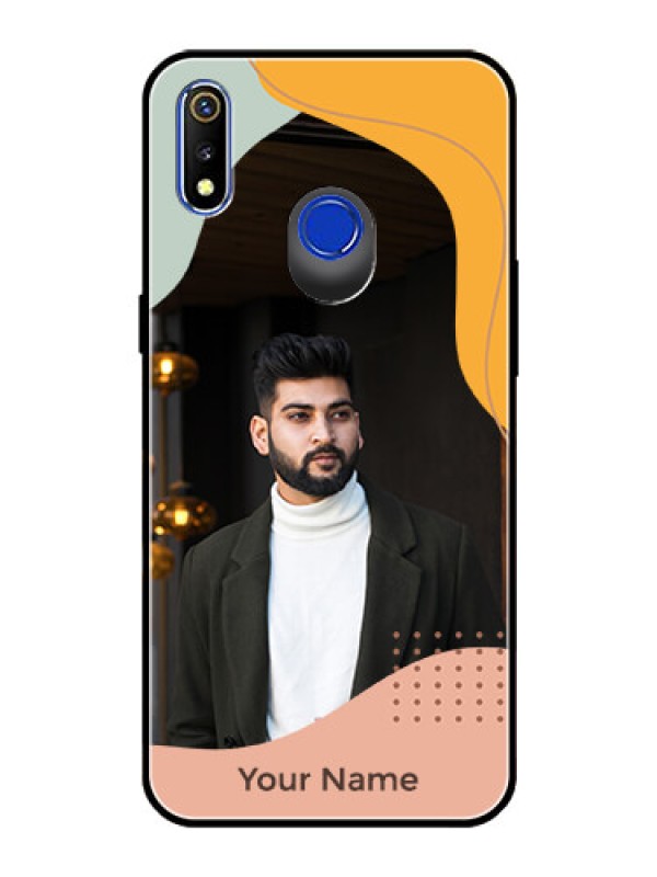 Custom Realme 3I Personalized Glass Phone Case - Tri-coloured overlay design