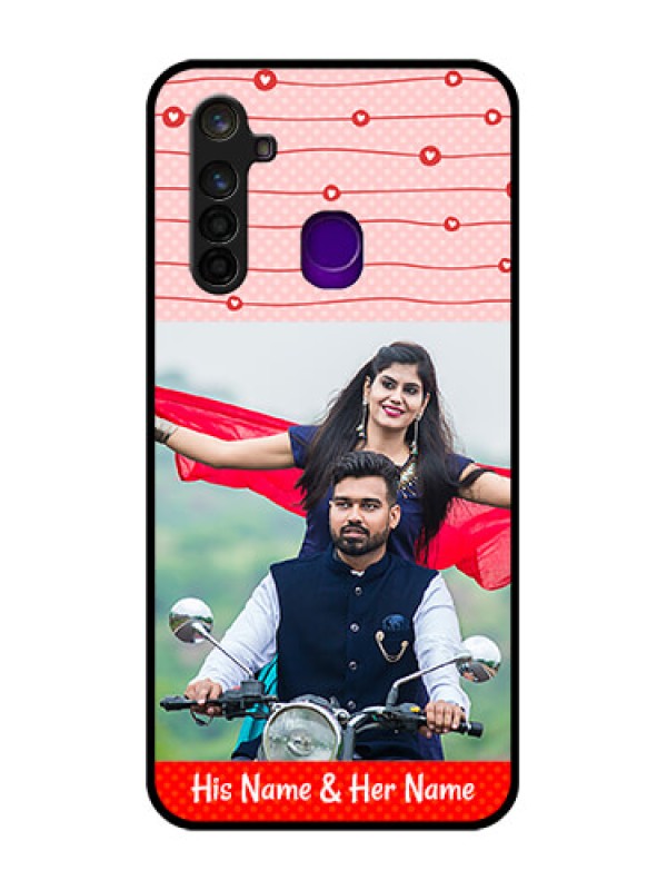 Custom Realme 5 Pro Personalized Glass Phone Case  - Red Pattern Case Design