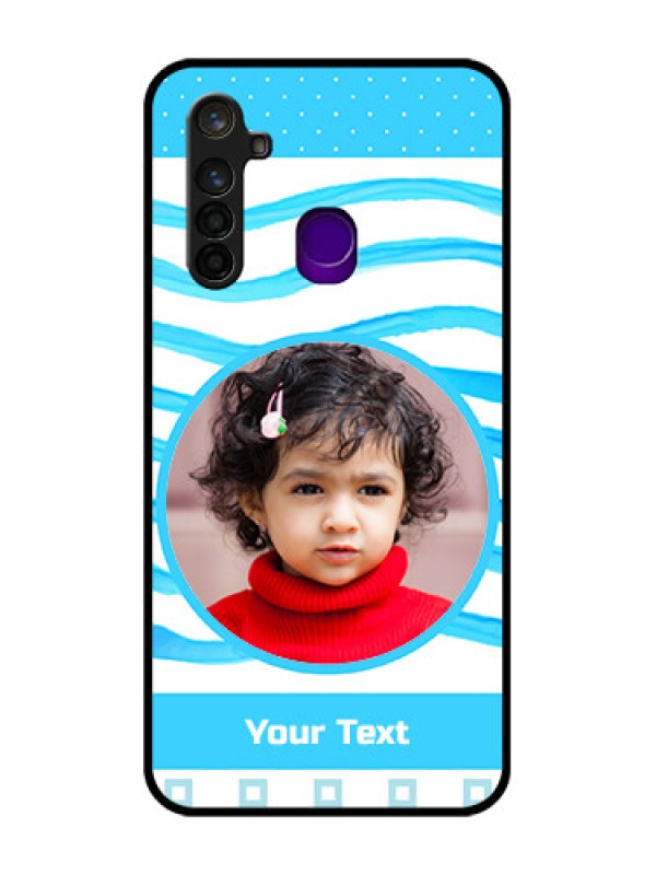 Custom Realme 5 Pro Custom Glass Phone Case  - Simple Blue Case Design