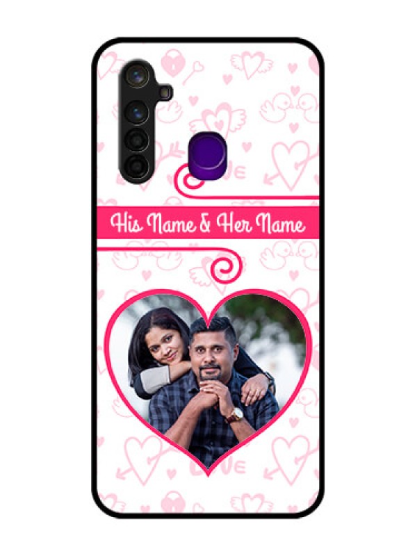 Custom Realme 5 Pro Personalized Glass Phone Case  - Heart Shape Love Design