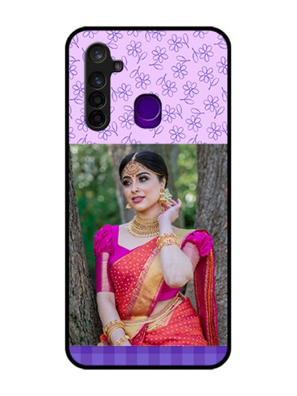 Custom Realme 5 Pro Custom Glass Phone Case  - Purple Floral Design