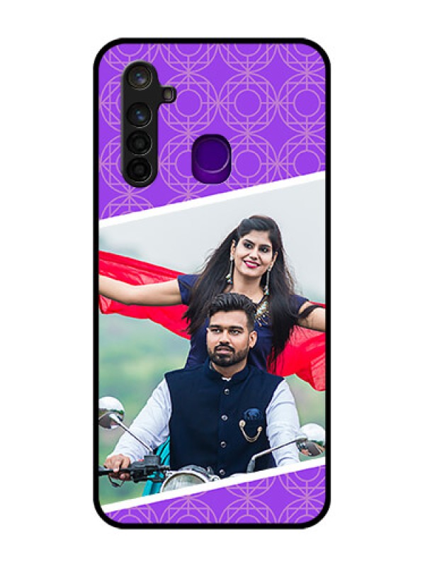 Custom Realme 5 Pro Custom Glass Phone Case  - Violet Pattern Design