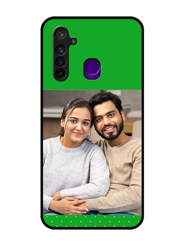 Custom Realme 5 Pro Personalized Glass Phone Case  - Green Pattern Design