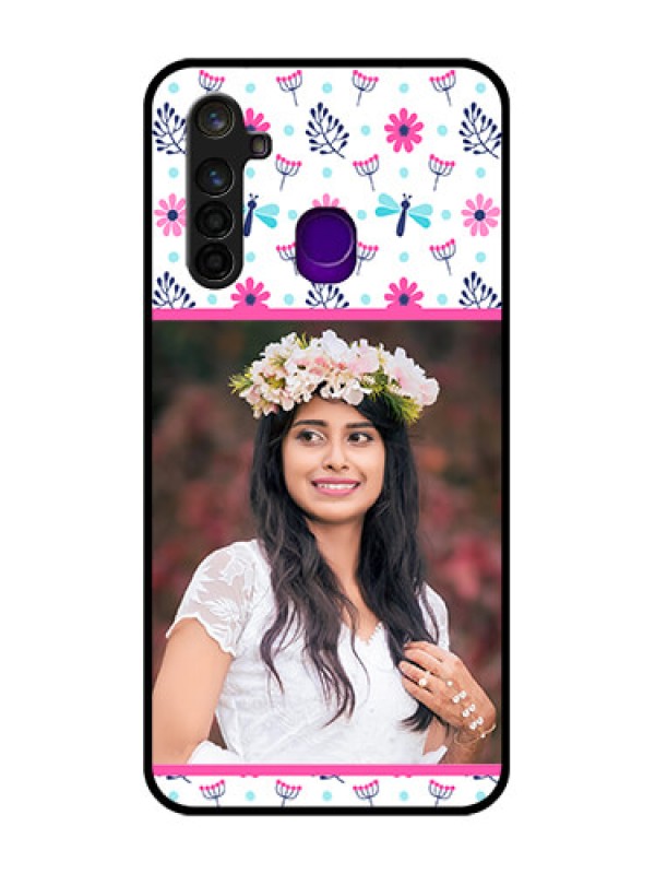Custom Realme 5 Pro Photo Printing on Glass Case  - Colorful Flower Design
