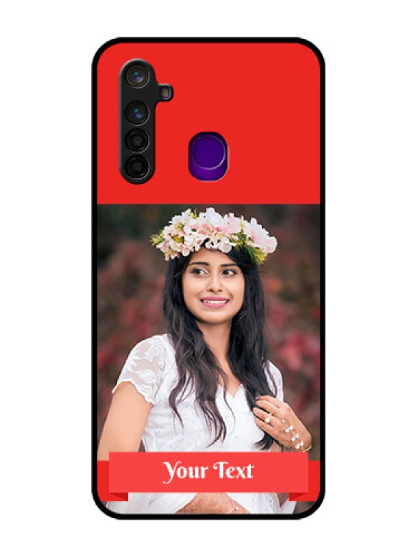 Custom Realme 5 Pro Custom Glass Phone Case  - Simple Red Color Design