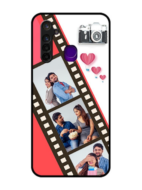 Custom Realme 5 Pro Personalized Glass Phone Case  - 3 Image Holder with Film Reel