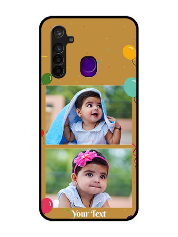 Custom Realme 5 Pro Personalized Glass Phone Case  - Image Holder with Birthday Celebrations Design