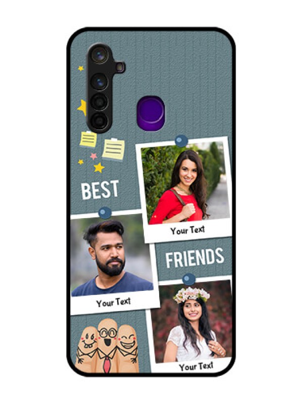 Custom Realme 5 Pro Personalized Glass Phone Case  - Sticky Frames and Friendship Design