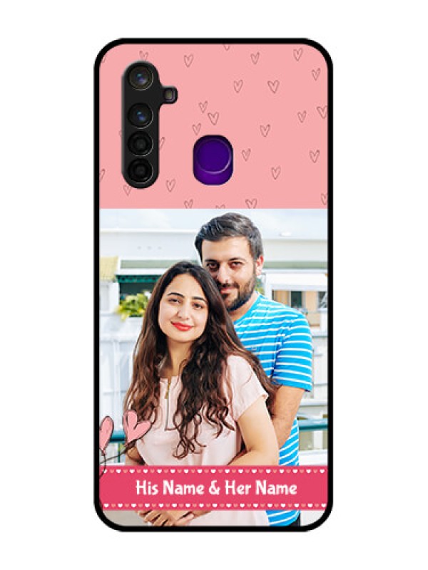 Custom Realme 5 Pro Personalized Glass Phone Case  - Love Design Peach Color