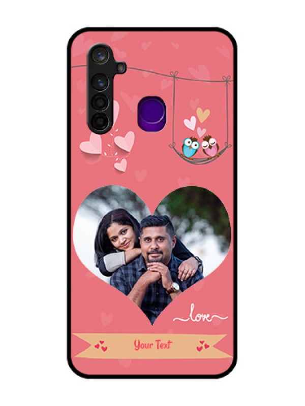 Custom Realme 5 Pro Personalized Glass Phone Case  - Peach Color Love Design 