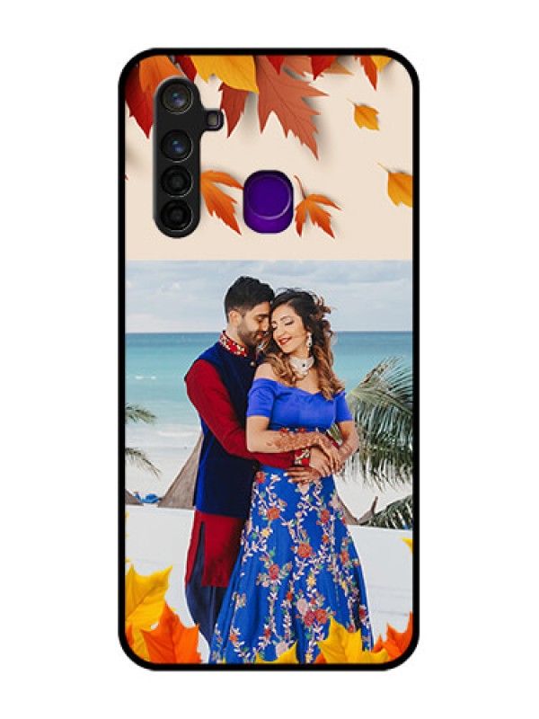 Custom Realme 5 Pro Photo Printing on Glass Case  - Autumn Maple Leaves Design