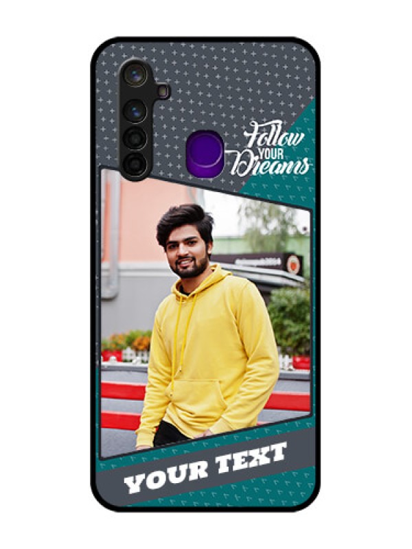 Custom Realme 5 Pro Personalized Glass Phone Case  - Background Pattern Design with Quote