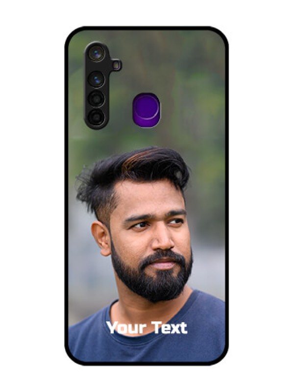 Custom Realme 5 Pro Glass Mobile Cover: Photo with Text