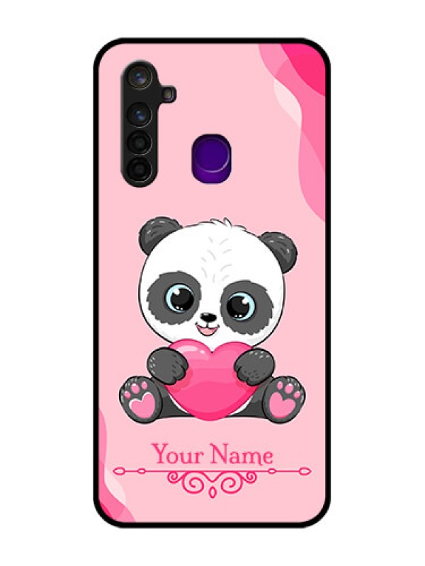 Custom Realme 5 Pro Custom Glass Mobile Case - Cute Panda Design