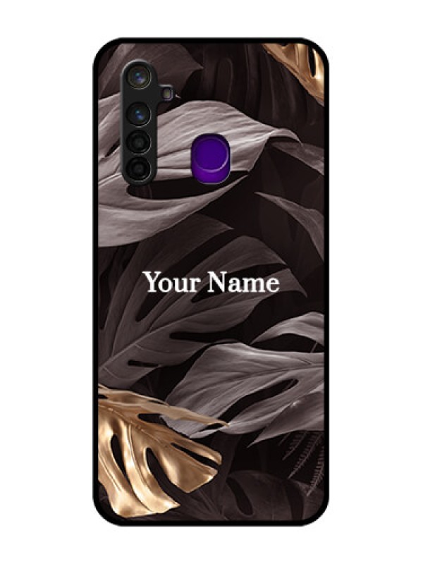 Custom Realme 5 Pro Personalised Glass Phone Case - Wild Leaves digital paint Design