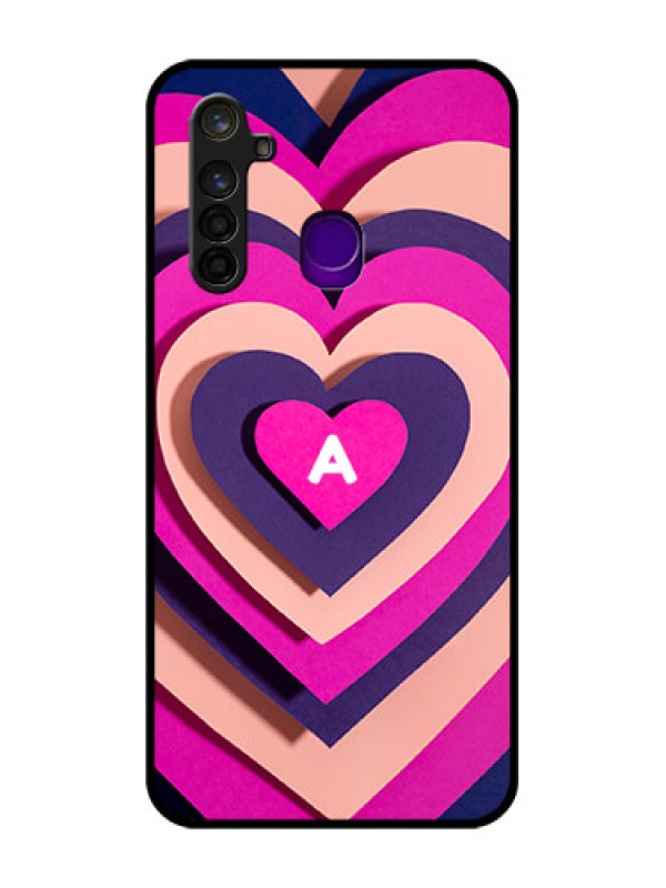 Custom Realme 5 Pro Custom Glass Mobile Case - Cute Heart Pattern Design