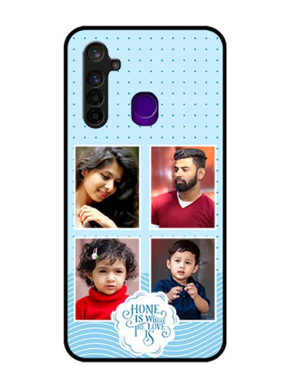 Custom Realme 5 Pro Custom Glass Phone Case - Cute love quote with 4 pic upload Design