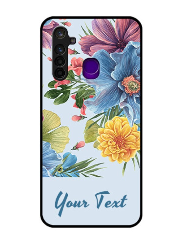 Custom Realme 5 Pro Custom Glass Mobile Case - Stunning Watercolored Flowers Painting Design