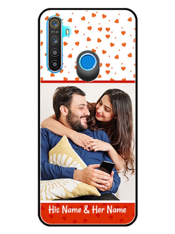 Custom Realme 5 Custom Glass Phone Case  - Orange Love Symbol Design