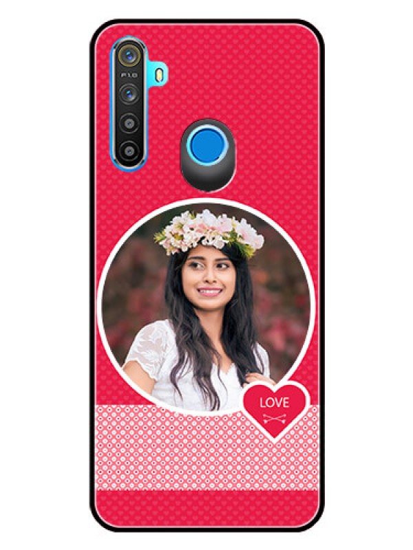 Custom Realme 5 Personalised Glass Phone Case  - Pink Pattern Design
