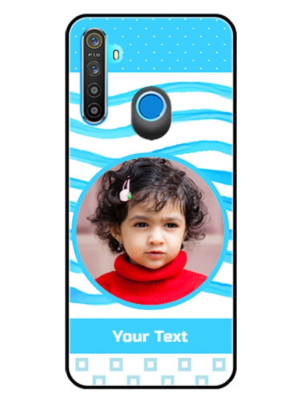 Custom Realme 5 Custom Glass Phone Case  - Simple Blue Case Design