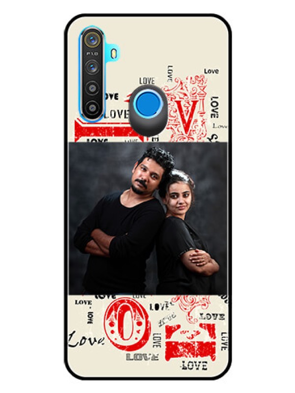 Custom Realme 5 Photo Printing on Glass Case  - Trendy Love Design Case