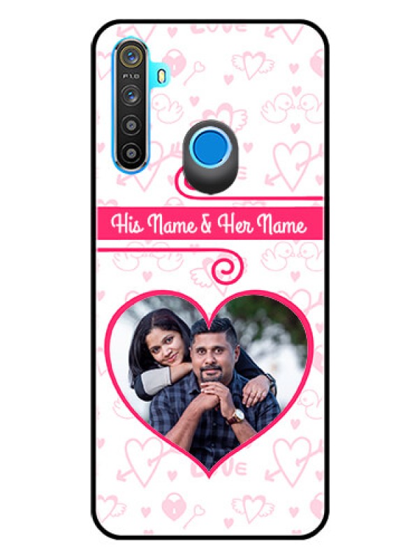 Custom Realme 5 Personalized Glass Phone Case  - Heart Shape Love Design