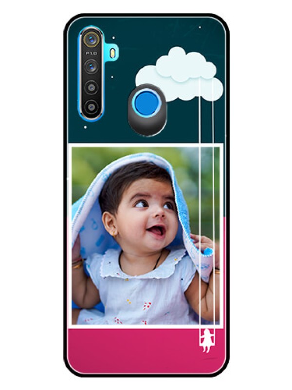 Custom Realme 5 Custom Glass Phone Case  - Cute Girl with Cloud Design