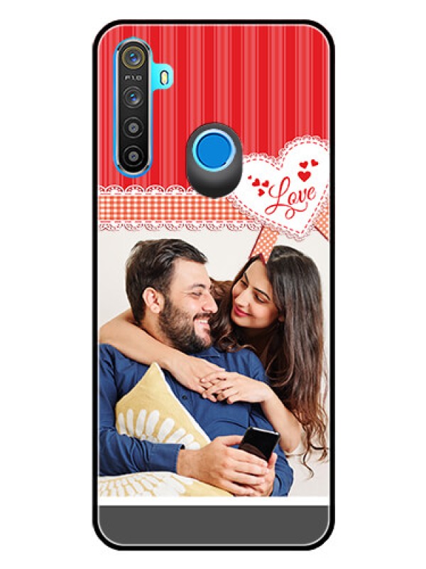 Custom Realme 5 Custom Glass Mobile Case  - Red Love Pattern Design