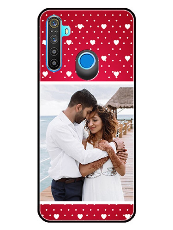 Custom Realme 5 Photo Printing on Glass Case  - Hearts Mobile Case Design
