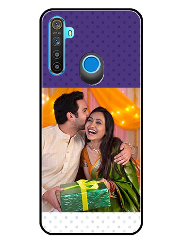 Custom Realme 5 Personalized Glass Phone Case  - Violet Pattern Design