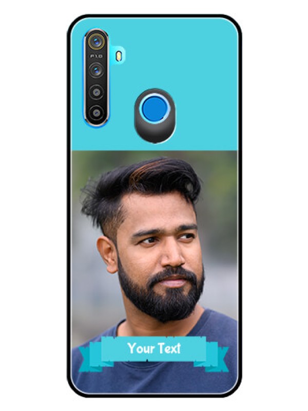 Custom Realme 5 Personalized Glass Phone Case  - Simple Blue Color Design