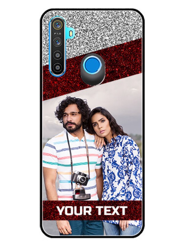 Custom Realme 5 Personalized Glass Phone Case  - Image Holder with Glitter Strip Design