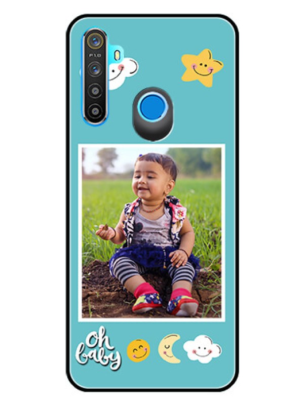 Custom Realme 5 Personalized Glass Phone Case  - Smiley Kids Stars Design