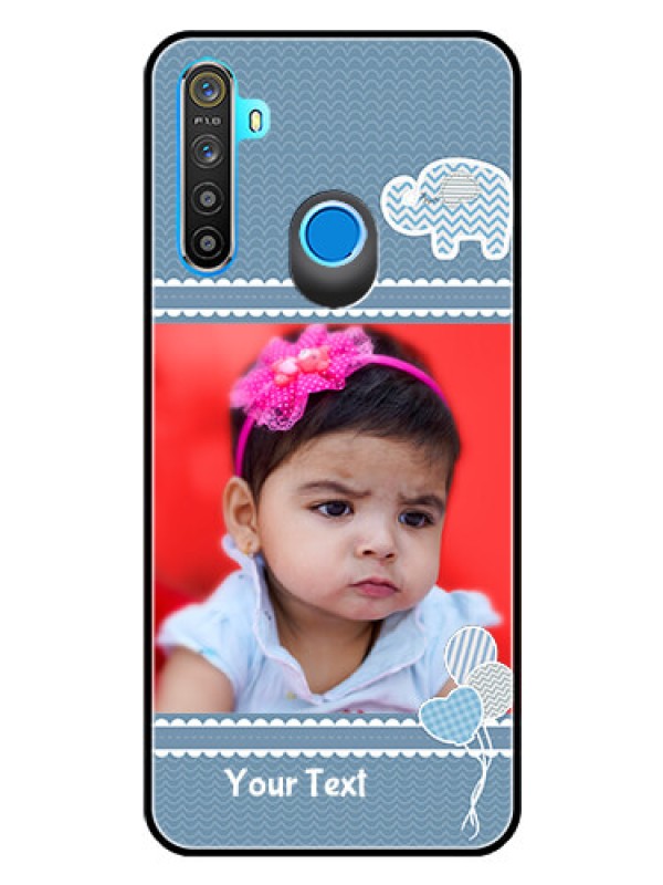 Custom Realme 5 Photo Printing on Glass Case  - with Kids Pattern Design