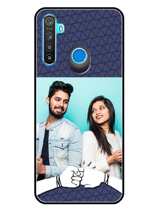 Custom Realme 5 Photo Printing on Glass Case  - with Best Friends Design  