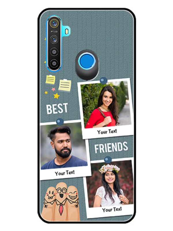 Custom Realme 5 Personalized Glass Phone Case  - Sticky Frames and Friendship Design