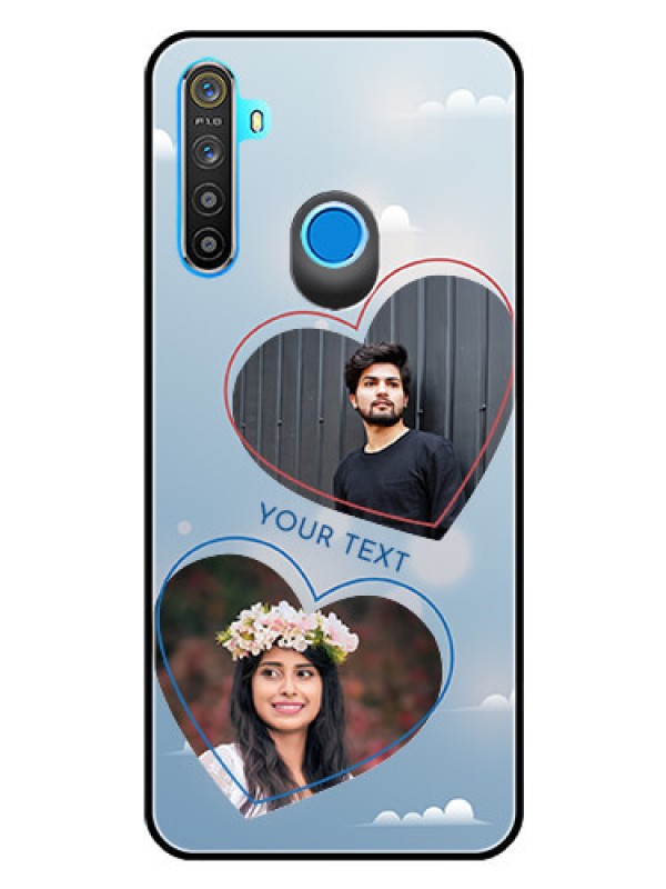 Custom Realme 5 Custom Glass Mobile Case  - Blue Color Couple Design 