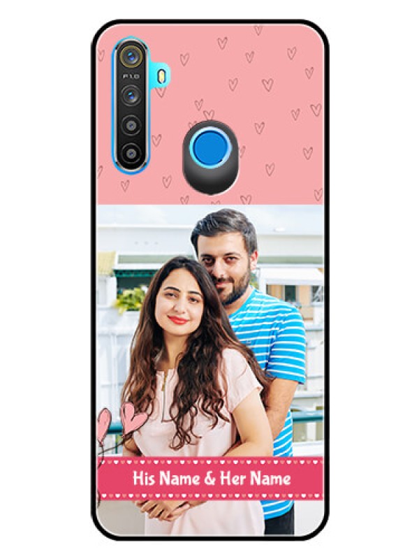 Custom Realme 5 Personalized Glass Phone Case  - Love Design Peach Color